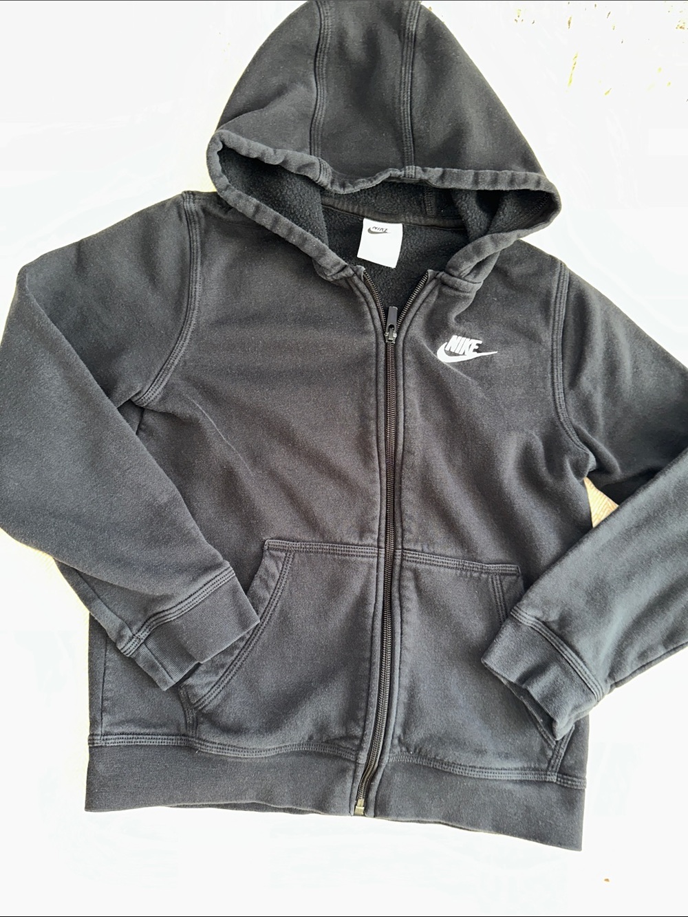 Nike Black Kids Zip-Up Hoodie with White Swoosh M